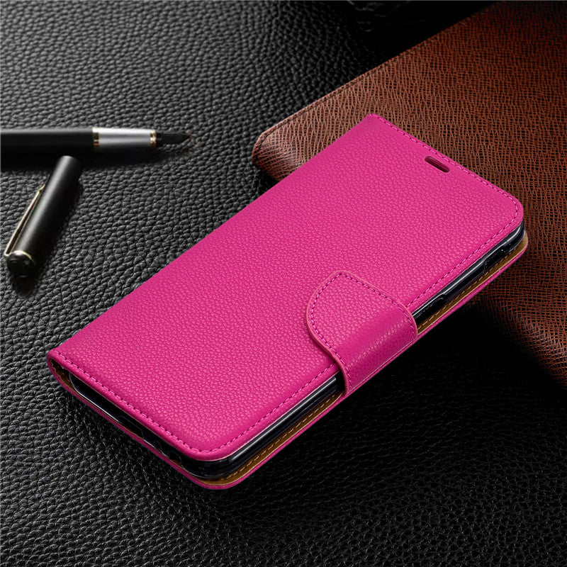 Flip Cover Stand Wallet For Samsung Galaxy J6 Plus Case Pure Color Lichee Pattern PU Leather Cases For Samsung Galaxy J6 Prime