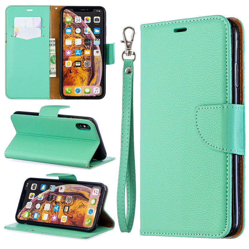 Flip Cover Stand Wallet For iPhone XR Case Pure Color Lichee Pattern PU Leather Mobile Phone Cases For iPhone XS Max