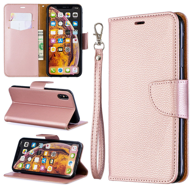 Flip Cover Stand Wallet For iPhone XR Case Pure Color Lichee Pattern PU Leather Mobile Phone Cases For iPhone XS Max