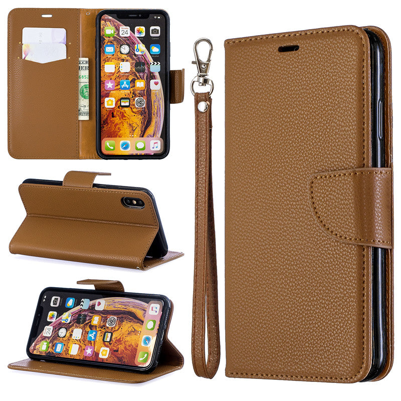 Flip Cover Stand Wallet For iPhone XR Case Pure Color Lichee Pattern PU Leather Mobile Phone Cases For iPhone XS Max