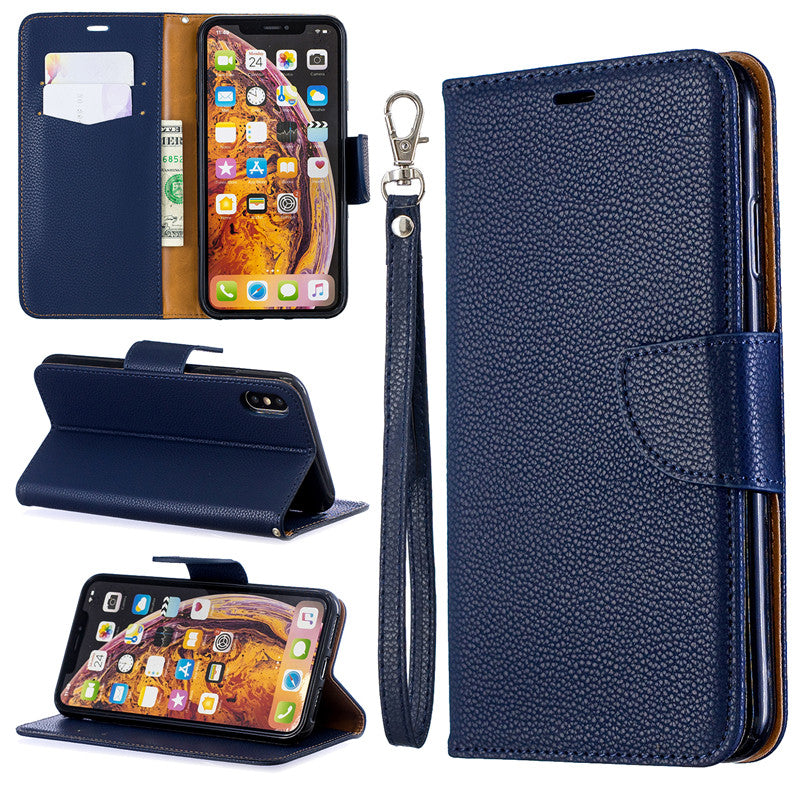 Flip Cover Stand Wallet For iPhone XR Case Pure Color Lichee Pattern PU Leather Mobile Phone Cases For iPhone XS Max