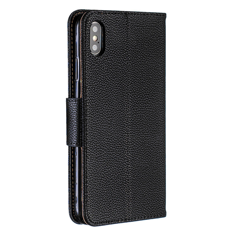 Flip Cover Stand Wallet For iPhone XR Case Pure Color Lichee Pattern PU Leather Mobile Phone Cases For iPhone XS Max