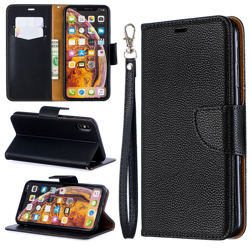 Flip Cover Stand Wallet For iPhone XR Case Pure Color Lichee Pattern PU Leather Mobile Phone Cases For iPhone XS Max