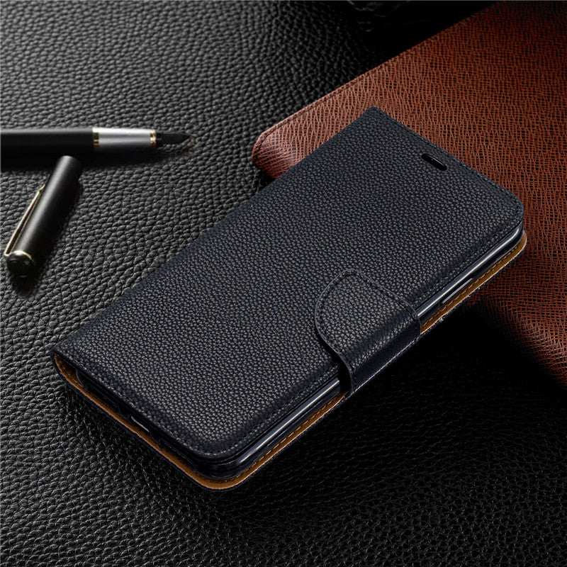 Flip Cover Stand Wallet For iPhone XR Case Pure Color Lichee Pattern PU Leather Mobile Phone Cases For iPhone XS Max