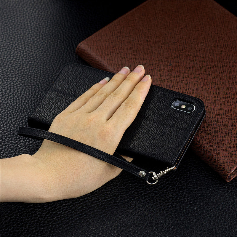 Flip Cover Stand Wallet For iPhone XR Case Pure Color Lichee Pattern PU Leather Mobile Phone Cases For iPhone XS Max