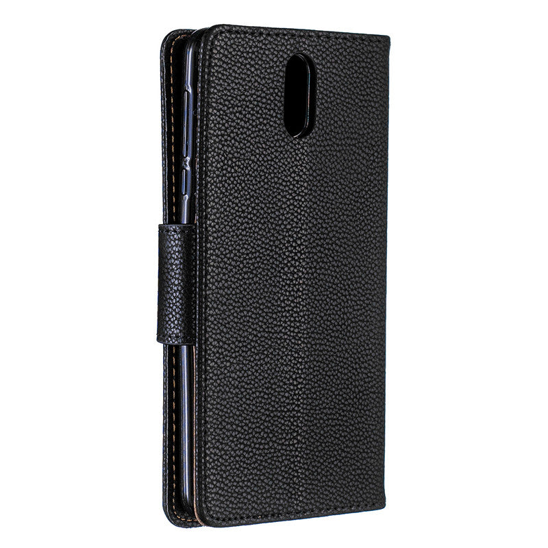 Flip Cover Stand Wallet For Nokia 3.1 2018 Case Pure Color Lichee Pattern PU Leather Mobile Phone Cases