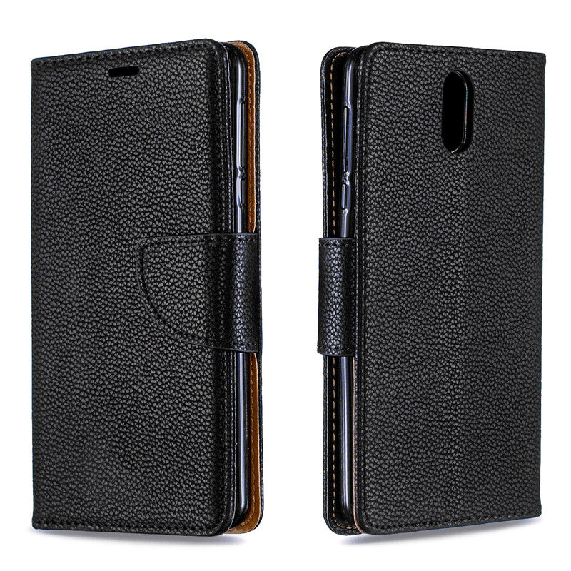 Flip Cover Stand Wallet For Nokia 3.1 2018 Case Pure Color Lichee Pattern PU Leather Mobile Phone Cases
