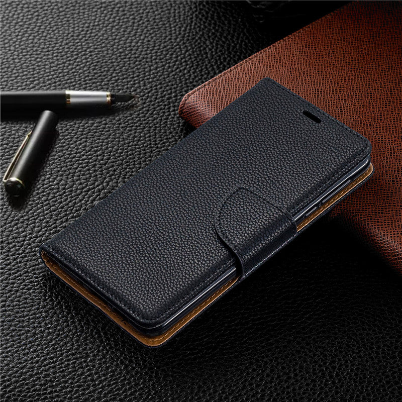 Flip Cover Stand Wallet For Nokia 3.1 2018 Case Pure Color Lichee Pattern PU Leather Mobile Phone Cases