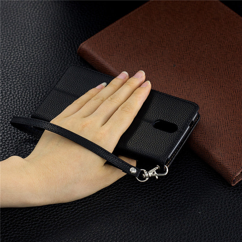 Flip Cover Stand Wallet For Nokia 3.1 2018 Case Pure Color Lichee Pattern PU Leather Mobile Phone Cases