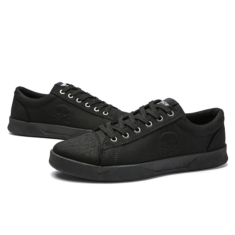 Men's Solid Color Skull Prints Canvas Sneakers