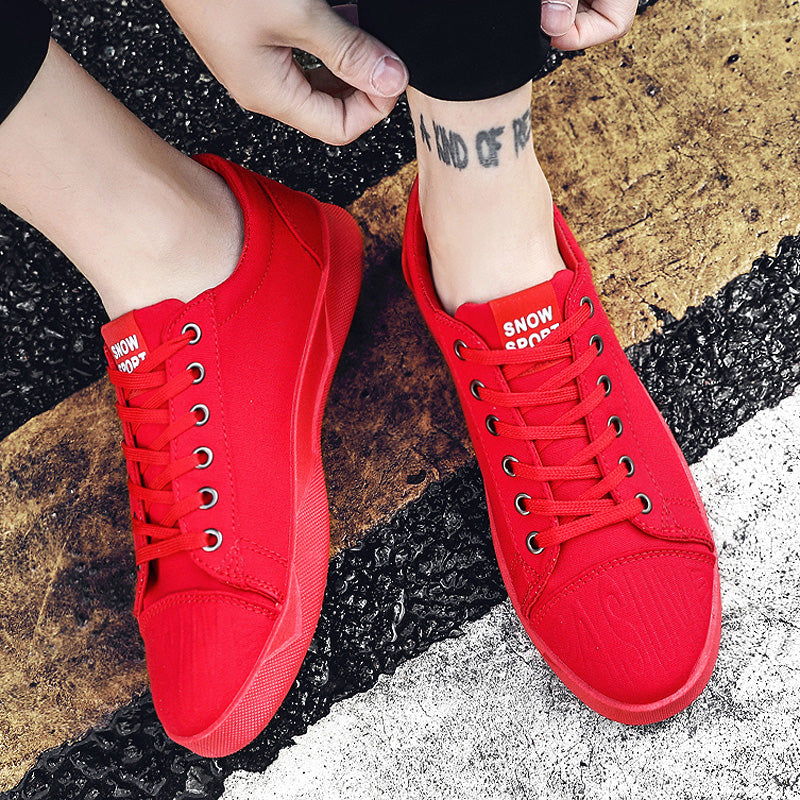 Men's Solid Color Skull Prints Canvas Sneakers