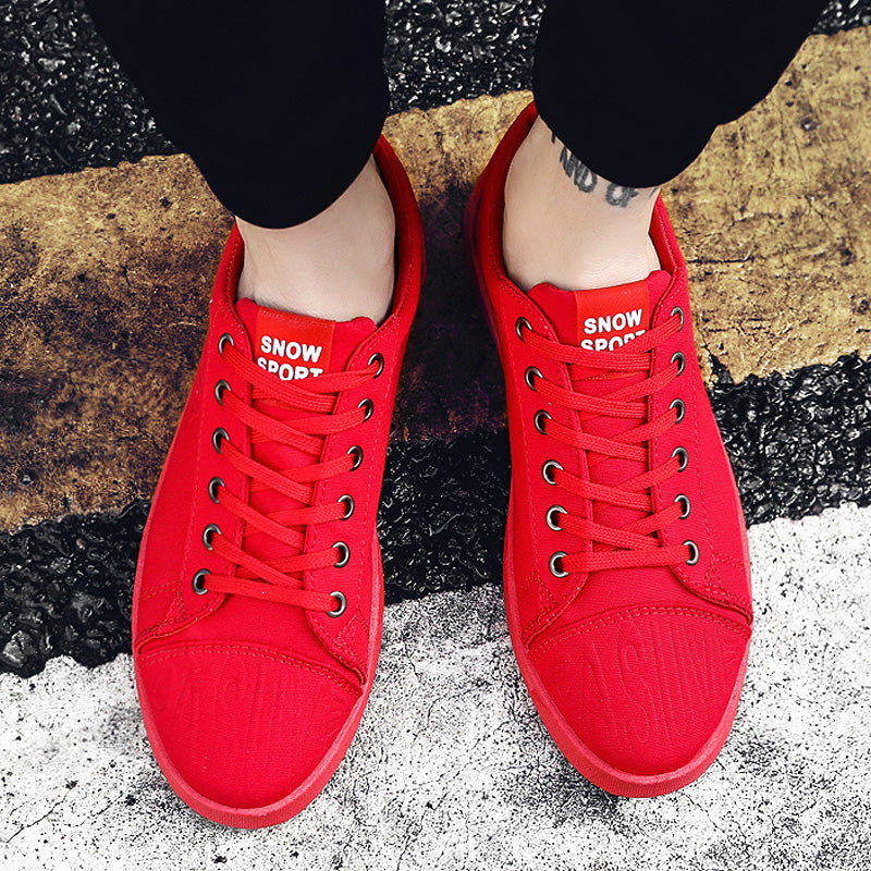 Men's Solid Color Skull Prints Canvas Sneakers