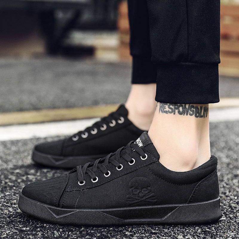 Men's Solid Color Skull Prints Canvas Sneakers