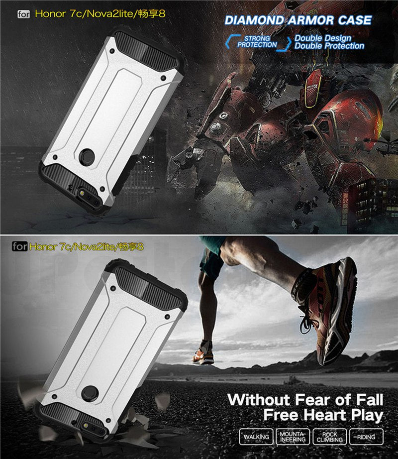for Huawei Nova 2 Lite Honor 7C Pro Case Heavy Duty Shockproof Cover Hybrid Hard PC TPU Rugged Layer Shell