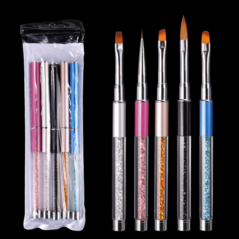 5pcs/set Nail make up paint brush Beauty Nail Art Tool set Nail Point Diamond Pull Pen Dip Pen Light Therapy Pen