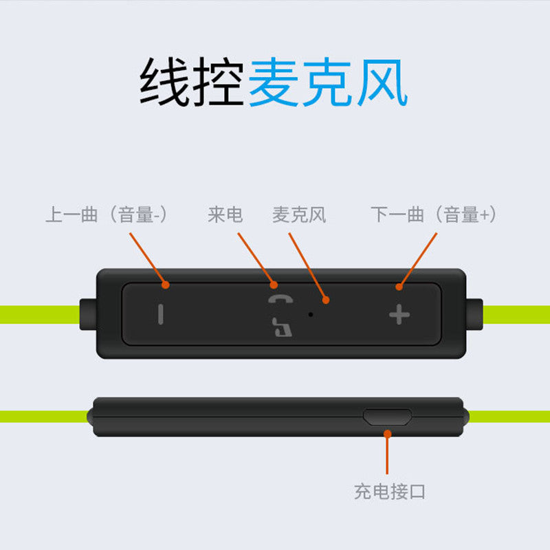 Bluetooth Earphone Sport Running with Microphone Neckband Free Answer Control Ear Hook for Xiaomi Huawei Phone