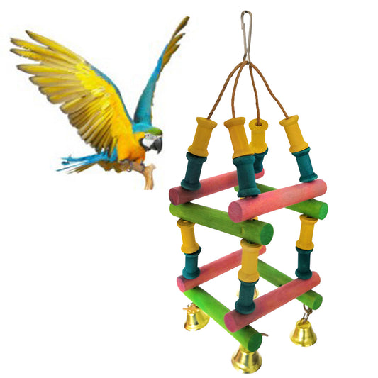 Small Medium Parrot Wooden Log Climbing Ladder Bird Pet Bite Toy Cage Decoration