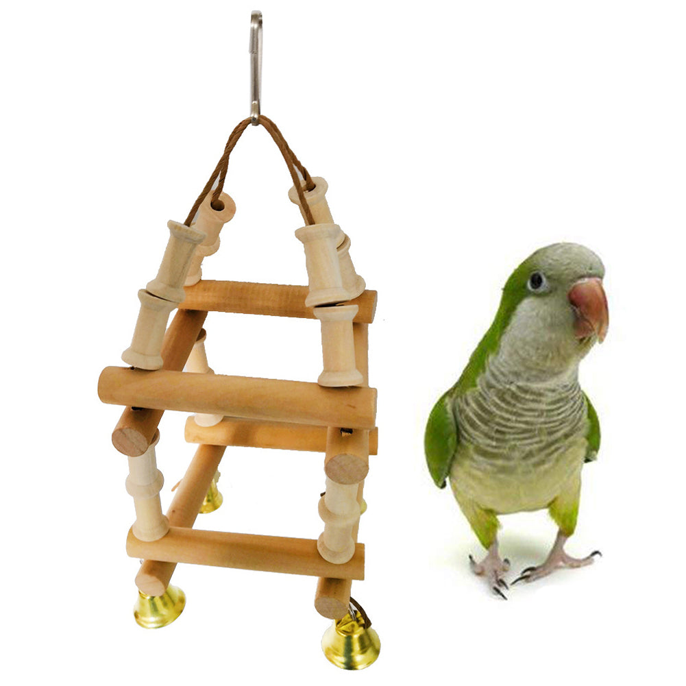Small Medium Parrot Wooden Log Climbing Ladder Bird Pet Bite Toy Cage Decoration