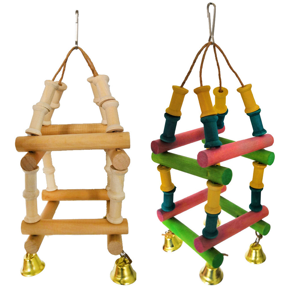 Small Medium Parrot Wooden Log Climbing Ladder Bird Pet Bite Toy Cage Decoration