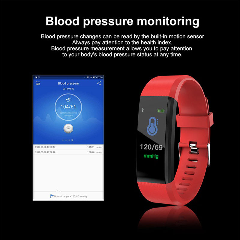 Smart Bracelet Blood Pressure Heart Rate Monitor Fitness Wristband Fashion Sports Pedometer Waterproof Smart Wristwatch