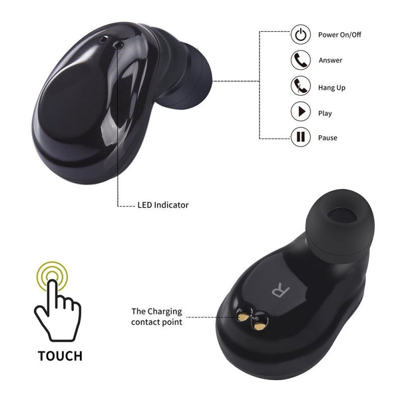 TWS Bluetooth Earbuds True Wireless In Ear Touch Earphones Mini Handsfree Earpieces for IPhone Samsung