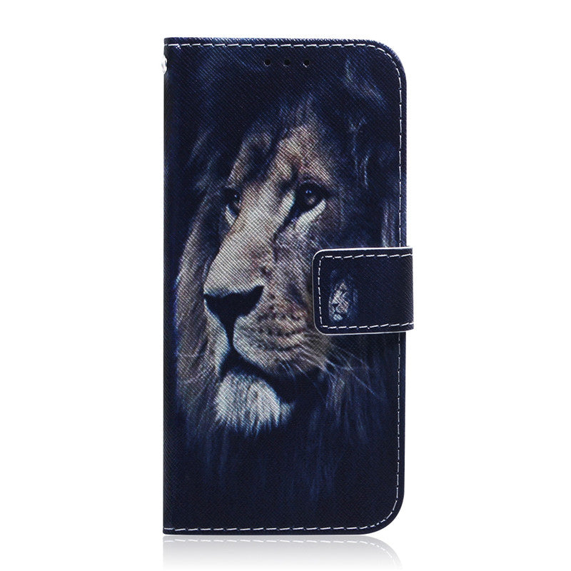 Wallet Case For Samsung Galaxy A7 2018 Filp Cover Hot selling Coloured pattern Wolf tiger lion Owl Dog With Card Slot Design