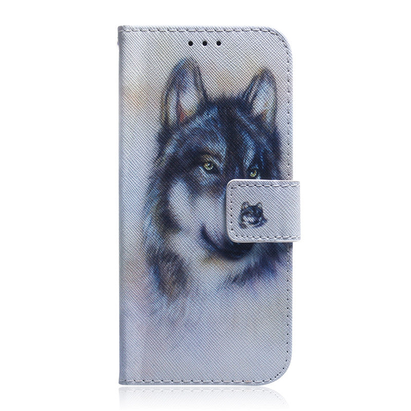Wallet Case For Samsung Galaxy A50 Filp Cover Hot selling Coloured pattern Wolf tiger lion Owl Dog With Card Slot Design