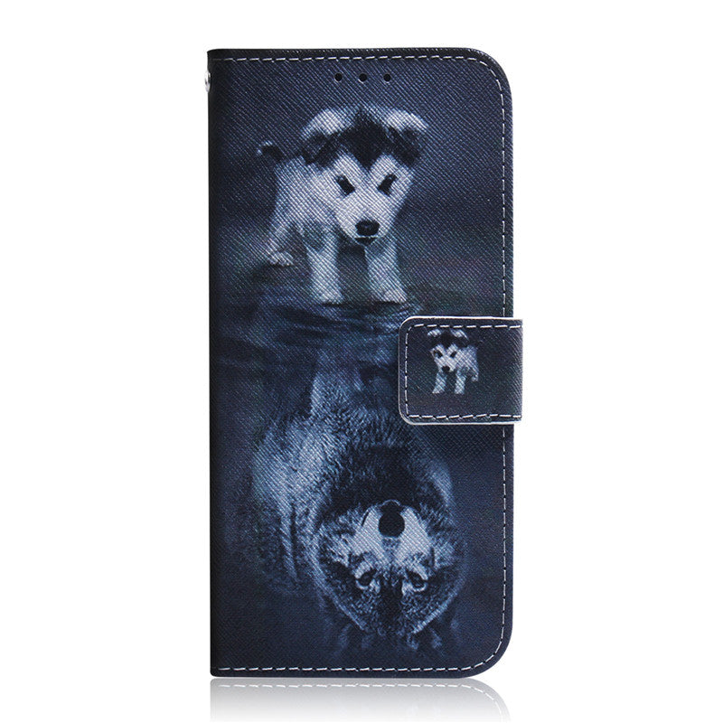 Wallet Case For Xiaomi Redmi 7 Filp Cover Hot selling Coloured pattern Wolf tiger lion Owl Dog With Card Slot Design