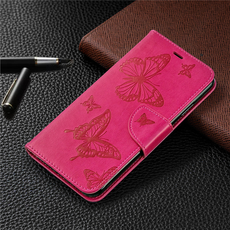 For iPhone X XS Case Cover Embossed Butterfly Filp Stand PU Leather Wallet With Card Slot Design For iPhone XR/XS Max