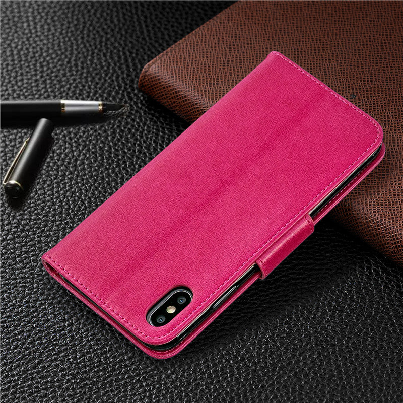 For iPhone X XS Case Cover Embossed Butterfly Filp Stand PU Leather Wallet With Card Slot Design For iPhone XR/XS Max