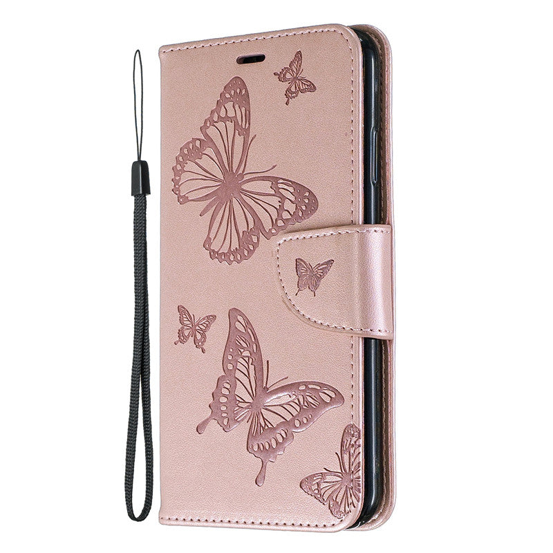 For iPhone X XS Case Cover Embossed Butterfly Filp Stand PU Leather Wallet With Card Slot Design For iPhone XR/XS Max