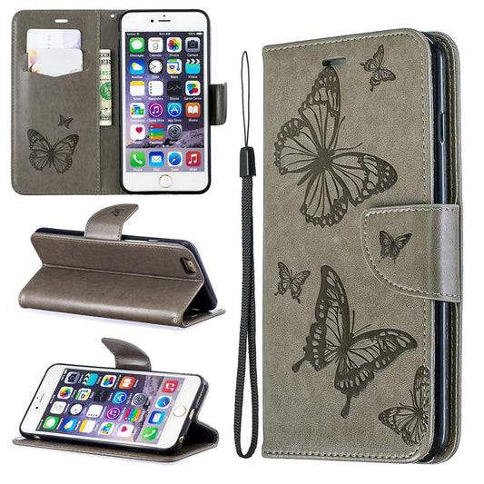 For iPhone 6 6 Plus Case Cover Embossed Butterfly Filp Stand PU Leather Wallet With Card Slot Design For iPhone 6S 6S Plus