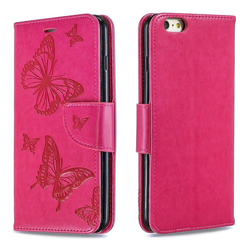 For iPhone 6 6 Plus Case Cover Embossed Butterfly Filp Stand PU Leather Wallet With Card Slot Design For iPhone 6S 6S Plus