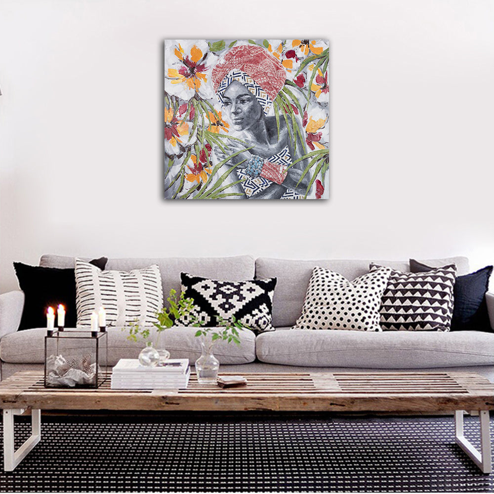 qiaojiahuayuan/106 YH-06135/canvas/Printed picture/Abstract african character