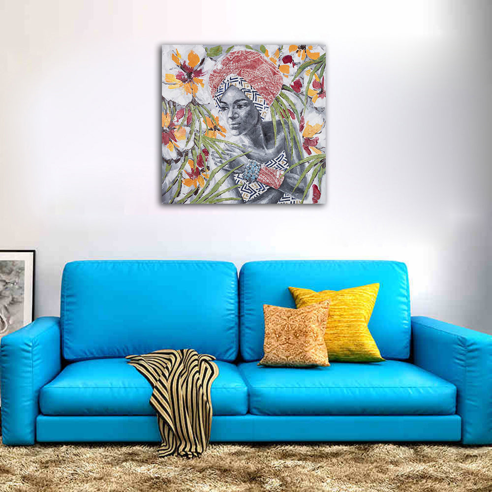 qiaojiahuayuan/106 YH-06135/canvas/Printed picture/Abstract african character