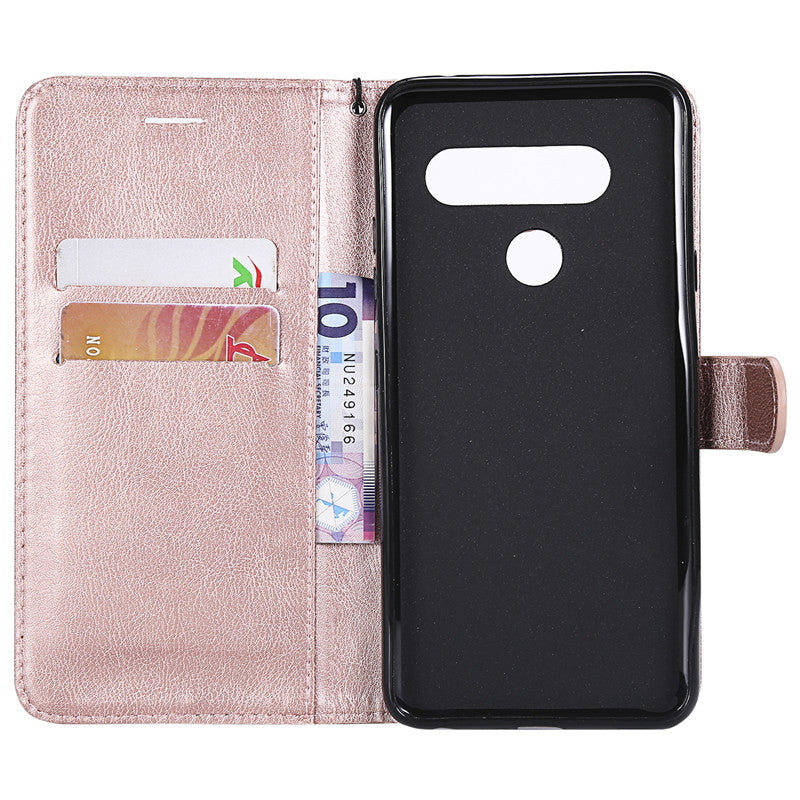 For LG V50 Case Flip Cover Wallet Stand Pure Color PU Leather Mobile Phone Bags Coque Fundas