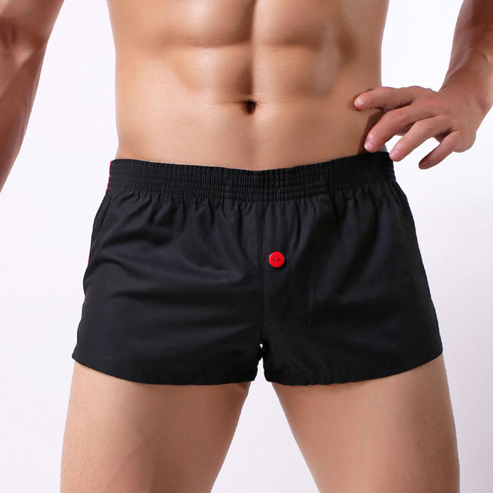 Solid Color Men's Low Waist U Convex Boxer Briefs Button Underwear Underpants