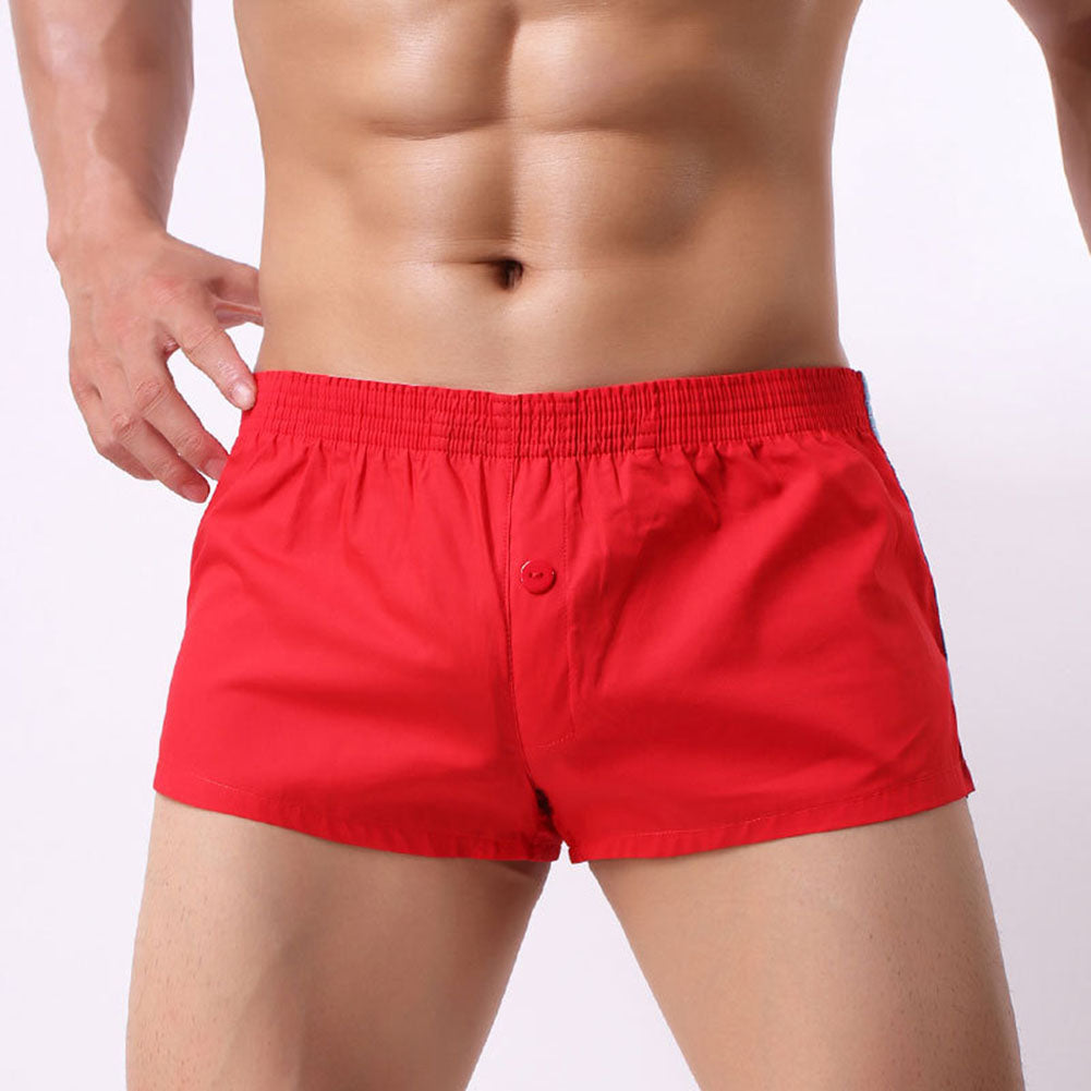 Solid Color Men's Low Waist U Convex Boxer Briefs Button Underwear Underpants