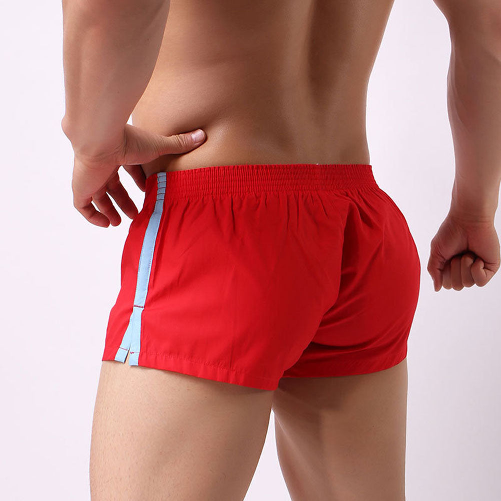 Solid Color Men's Low Waist U Convex Boxer Briefs Button Underwear Underpants