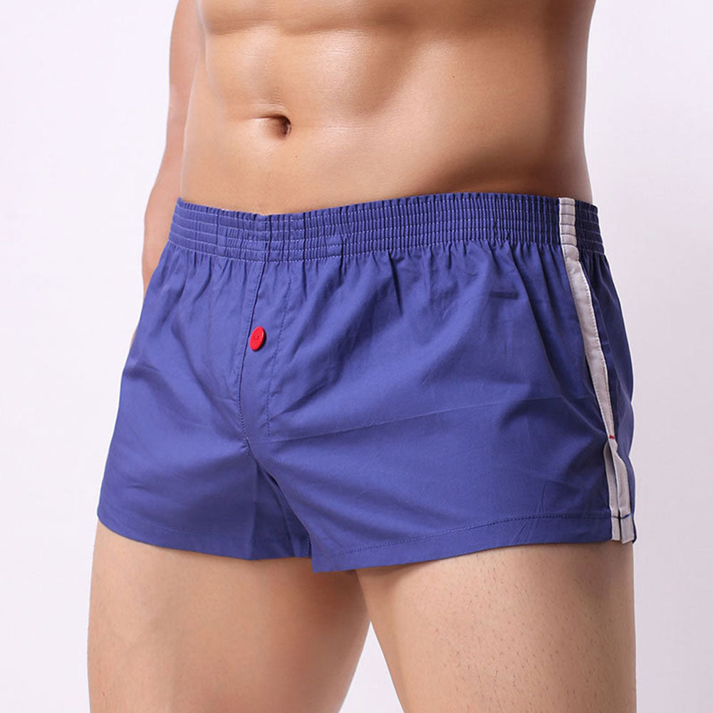 Solid Color Men's Low Waist U Convex Boxer Briefs Button Underwear Underpants
