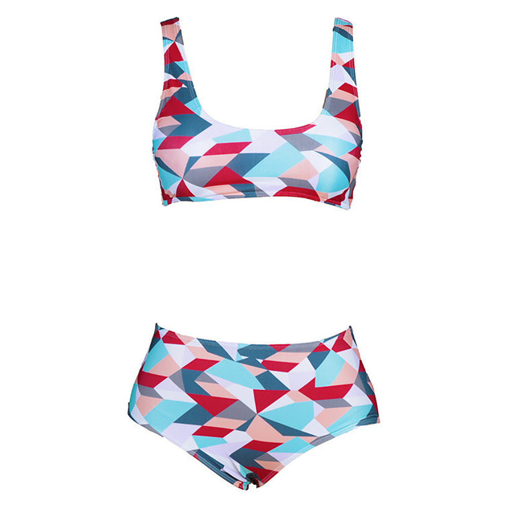 High Waist Bikini Set Geometric Pattern Swimsuit Swimwear Women Bathing Suit