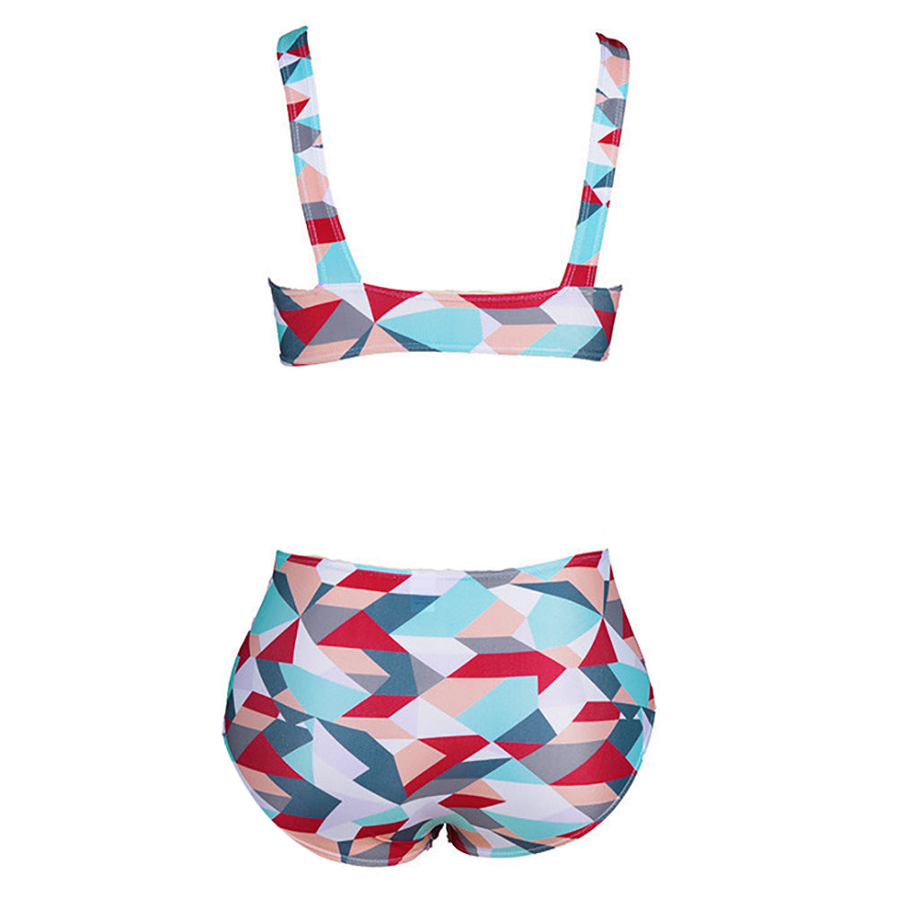High Waist Bikini Set Geometric Pattern Swimsuit Swimwear Women Bathing Suit