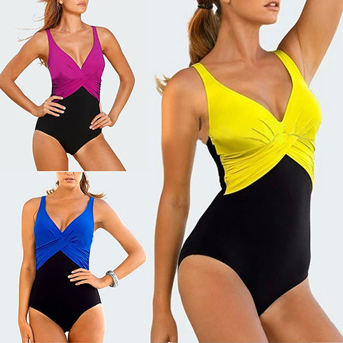 Plus Size Swimwear Patchwork One Piece Swimsuit Women Summer Bathing Suit