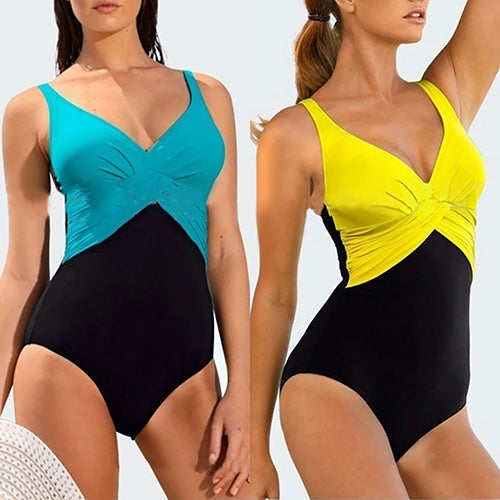 Plus Size Swimwear Patchwork One Piece Swimsuit Women Summer Bathing Suit