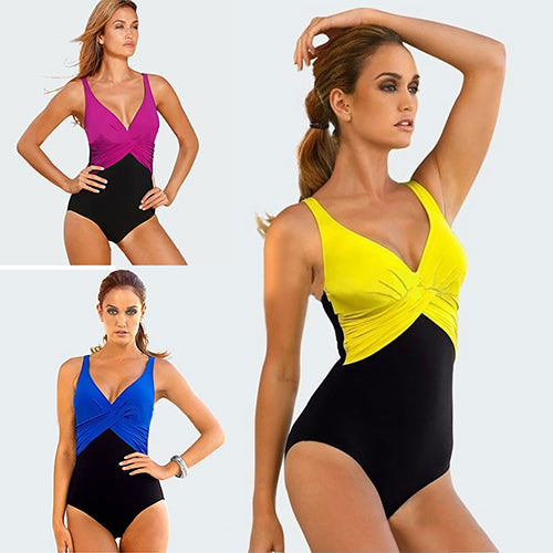 Plus Size Swimwear Patchwork One Piece Swimsuit Women Summer Bathing Suit