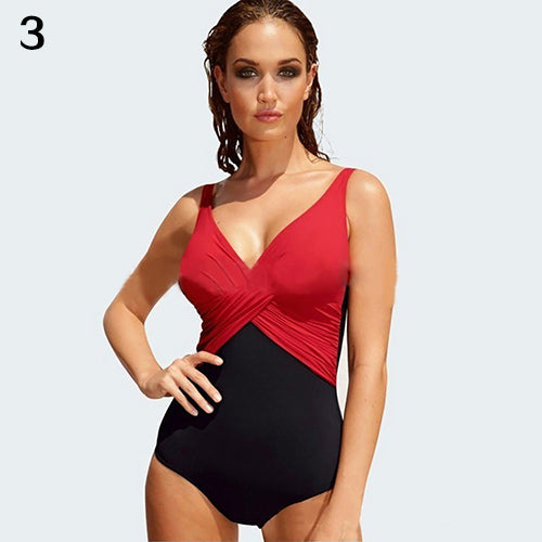Plus Size Swimwear Patchwork One Piece Swimsuit Women Summer Bathing Suit