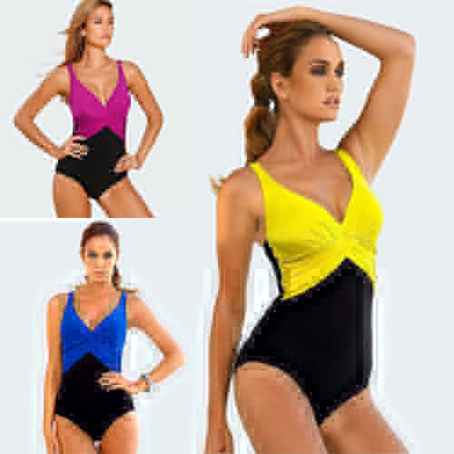 Plus Size Swimwear Patchwork One Piece Swimsuit Women Summer Bathing Suit