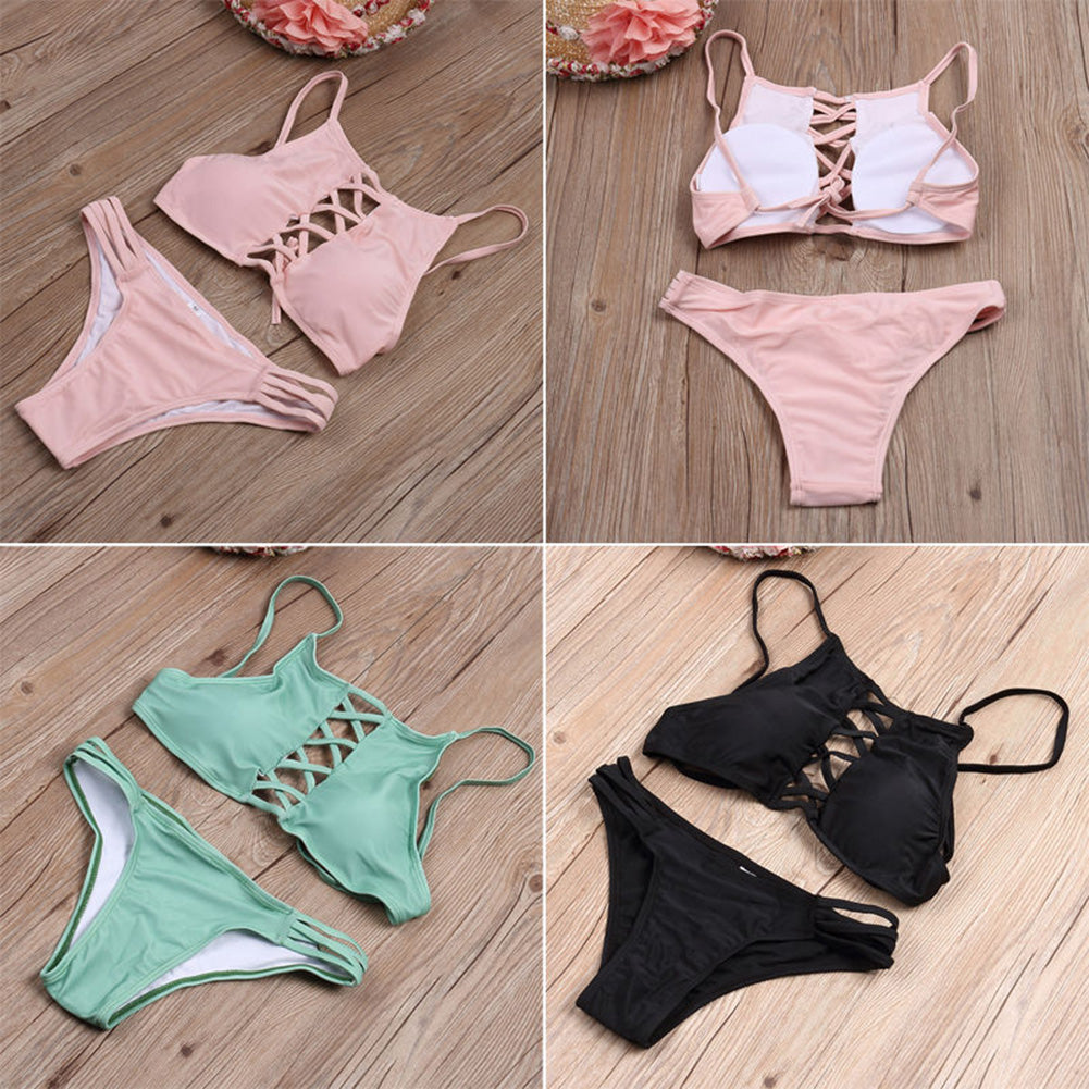 Women's Sexy Strappy Summer Swimming Bathing Bikini Set Halter Bandage Suit