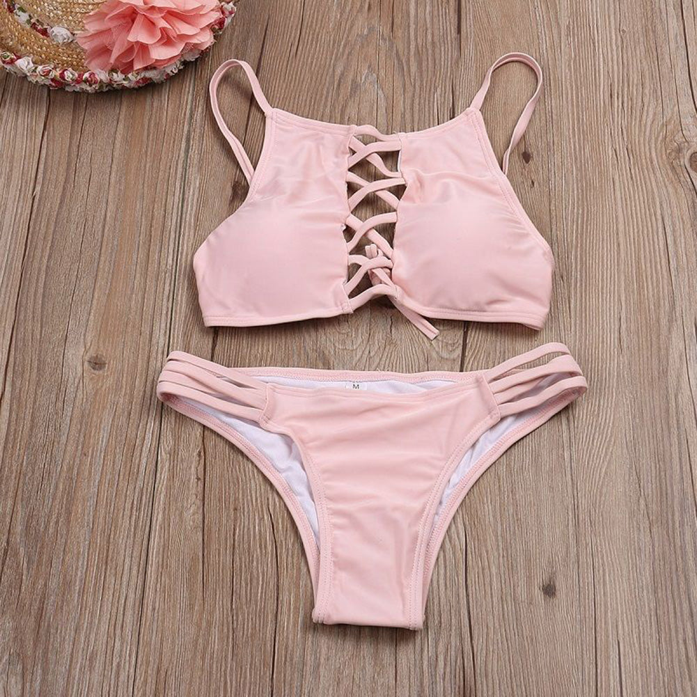 Women's Sexy Strappy Summer Swimming Bathing Bikini Set Halter Bandage Suit