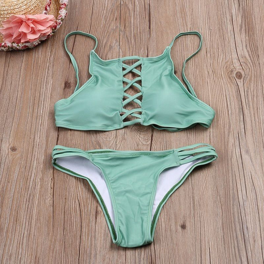 Women's Sexy Strappy Summer Swimming Bathing Bikini Set Halter Bandage Suit